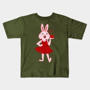 Valentine Bunny Bliss Kids T-Shirt